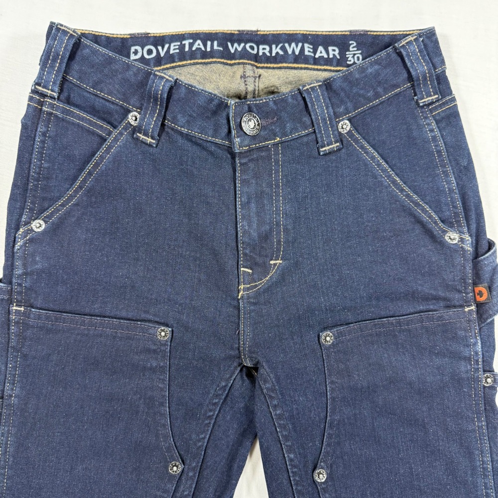 Dovetail Workwear Britt Utility Jeans Dark Indigo Stretch Double Front Size 2/30